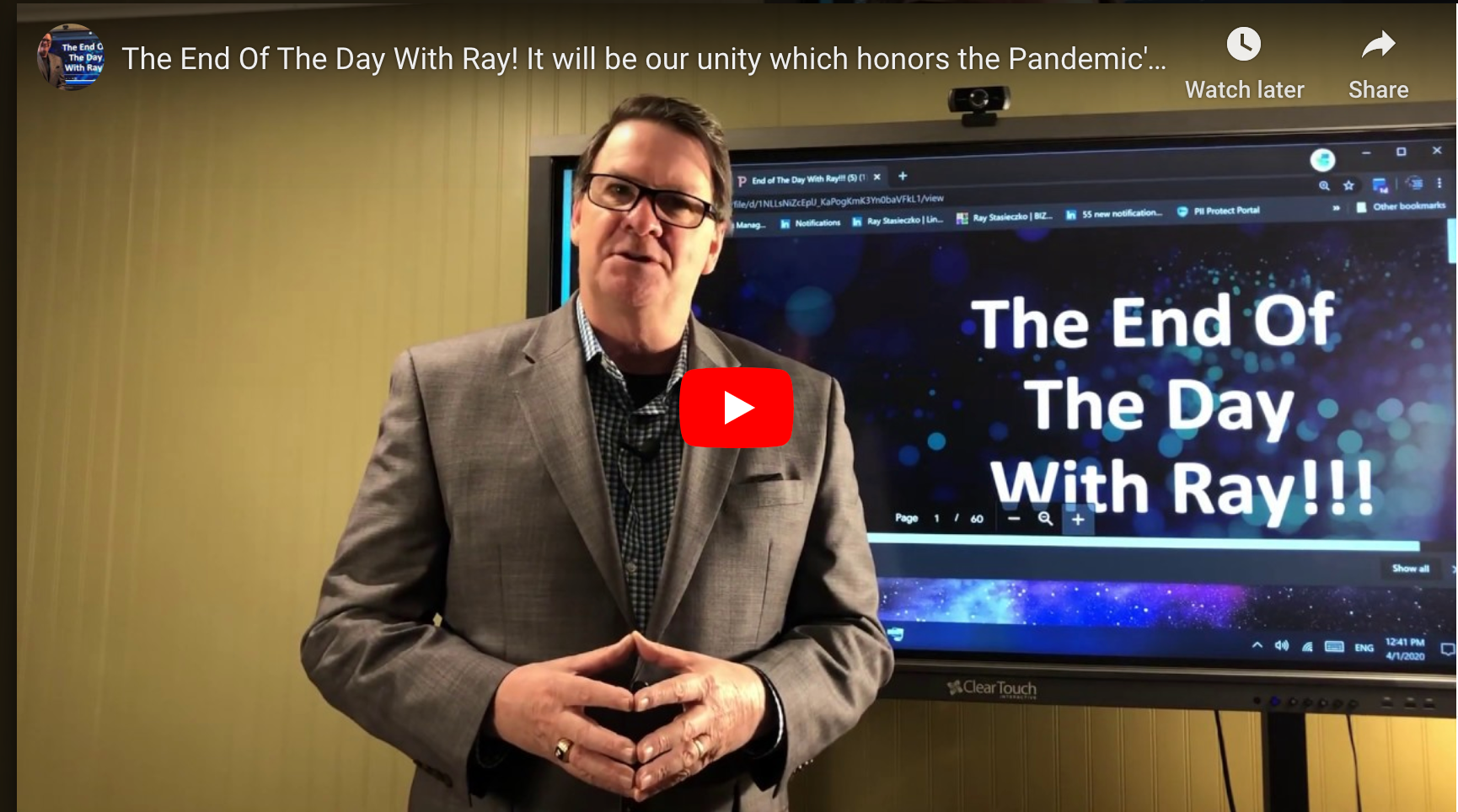 The End Of The Day With Ray! It will be our unity which honors the Pandemic's Victims.